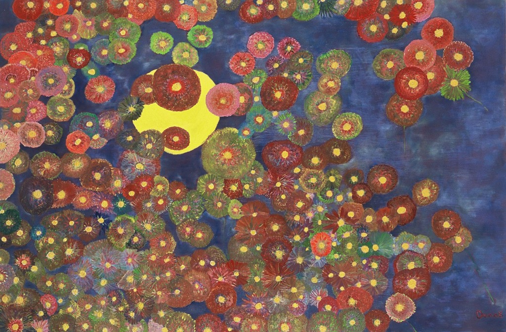 Flowers and The Full Moon (100cm x 150 cm)
